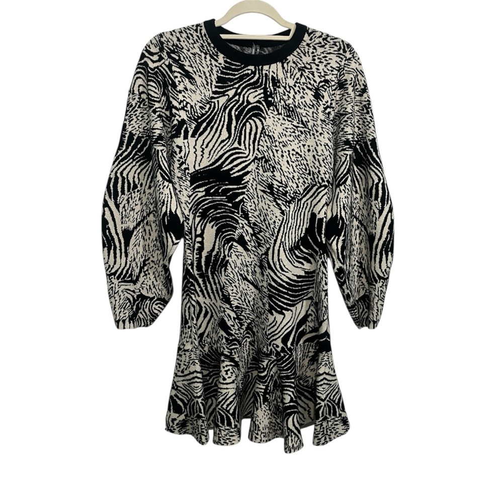 Anthropologie Black and White Animal Print Dress